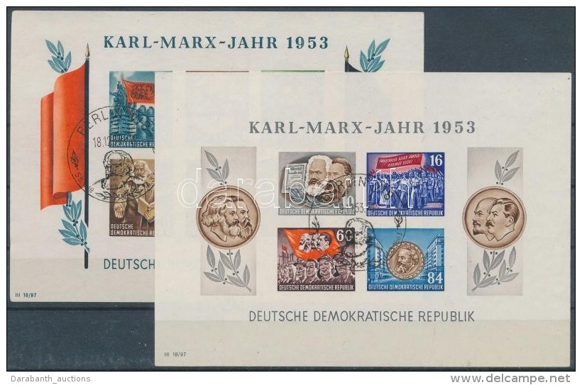O 1953 Karl Marx V&aacute;gott Blokkp&aacute;r Mi 8-9 - Autres & Non Classés