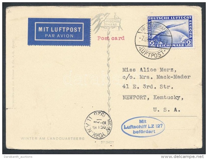 1928 Zeppelin &eacute;szaki Amerikai &uacute;tja K&eacute;peslap / Zeppelin North America Flight Postcard - Autres & Non Classés