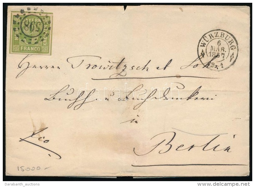 1857 9kr Lev&eacute;len / On Cover 'W&Uuml;RZBURG' - Berlin - Otros & Sin Clasificación