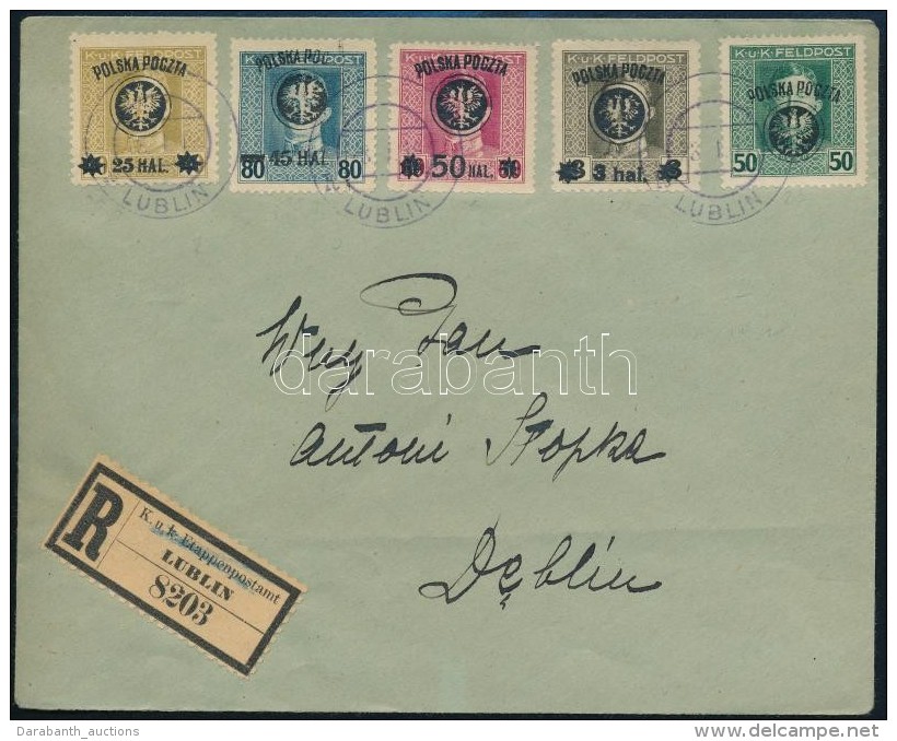 1918 Mi 20, 23, 25, 26, 27 Aj&aacute;nlott Lev&eacute;len / On Registered Cover - Autres & Non Classés