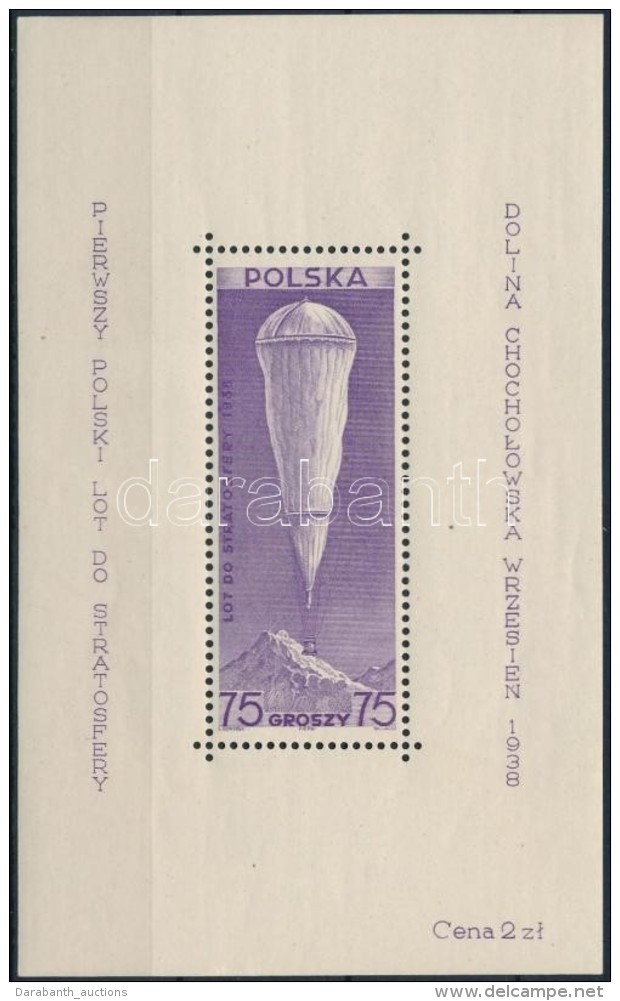 ** 1938 Sztratoszf&eacute;raballon Blokk Mi 6 - Otros & Sin Clasificación