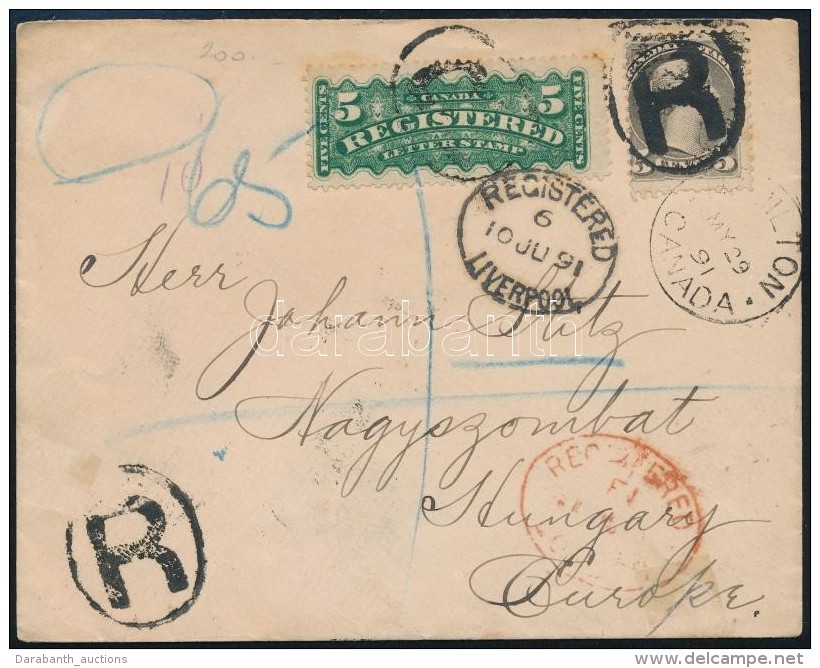 1891 Aj&aacute;nlott Lev&eacute;l Liverpoolon Kereszt&uuml;l Magyarorsz&aacute;gra / Registered Cover To Hungary... - Otros & Sin Clasificación