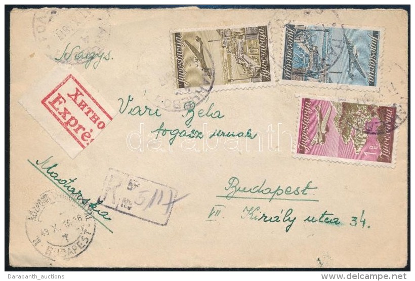 1943 Aj&aacute;nlott L&eacute;gi Expressz Lev&eacute;l Budapestre / Registered Express Airmail Cover To Budapest - Autres & Non Classés