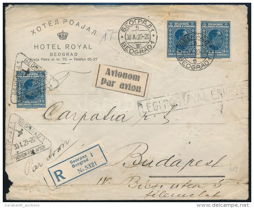 1929 Aj&aacute;nlott L&eacute;gi Lev&eacute;l Budapestre / Registered Airmail Cover To Budapest - Otros & Sin Clasificación