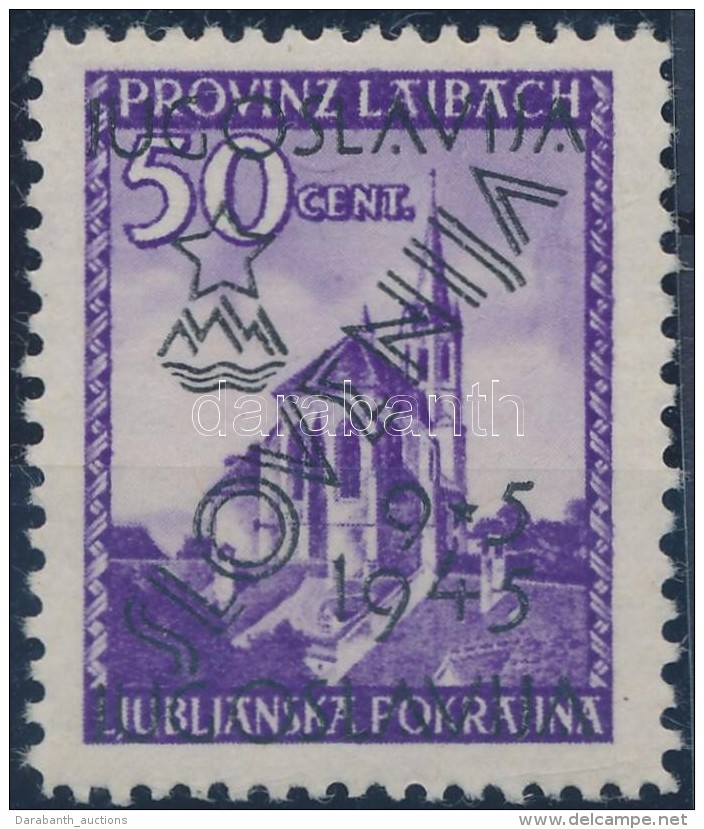 ** Slovenia 1945 Mi 5 II Lemezhib&aacute;s B&eacute;lyeg / Plate Variety. Certificate: Zrinjscak - Autres & Non Classés