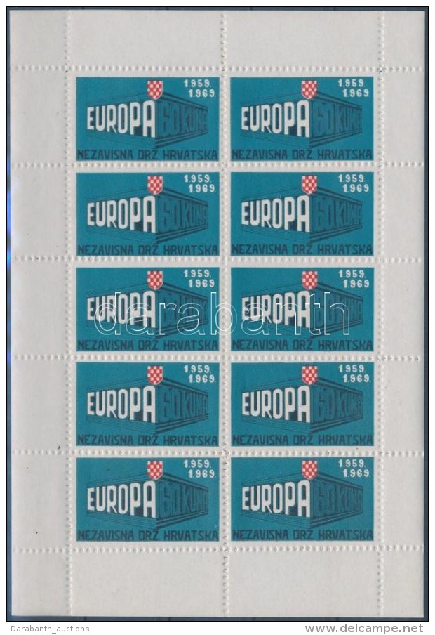 ** 1969 Eur&oacute;pa Emigr&aacute;ci&oacute;s Kiad&aacute;s 10-es Kis&iacute;v / Europe Exile Issue, Sheet Of 10 - Autres & Non Classés