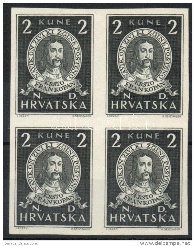 ** 1943 Mi 104 V&aacute;gott N&eacute;gyes T&ouml;mb / Imperforate Block Of 4 - Other & Unclassified