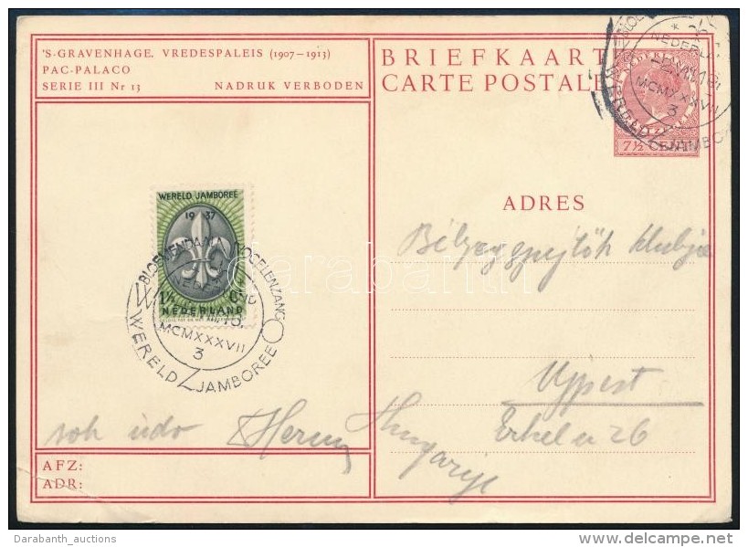 1937 K&eacute;peslap A Vogelzangi Vil&aacute;gjamboreer&oacute;l / Postcard From World Jamboree Vogelzang - Autres & Non Classés