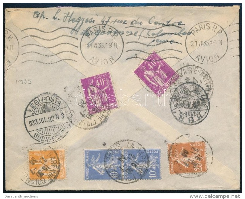 1933 L&eacute;gi Lev&eacute;l 6 B&eacute;lyeges B&eacute;rmentes&iacute;t&eacute;ssel Budapestre / Airmail Cover To... - Autres & Non Classés