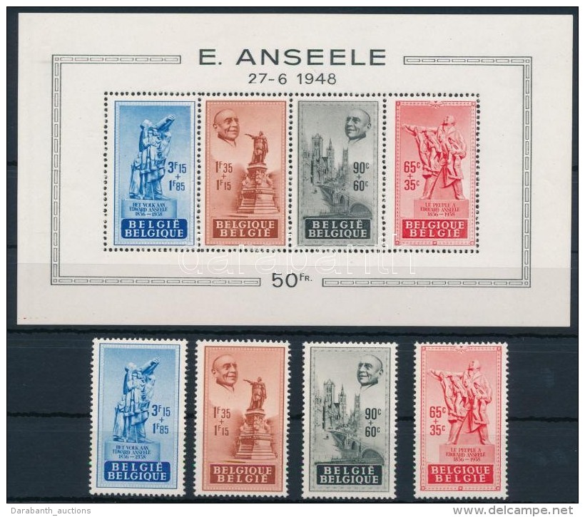 ** 1948 Anseele Eml&eacute;kmÅ± Mi 824-827 + Blokk Mi 20 - Otros & Sin Clasificación