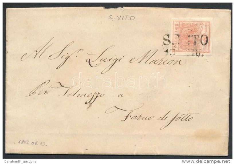 1857 15 Centes Lev&eacute;len / Mi 3 On Cover 'S.VITO' - Forno - Autres & Non Classés