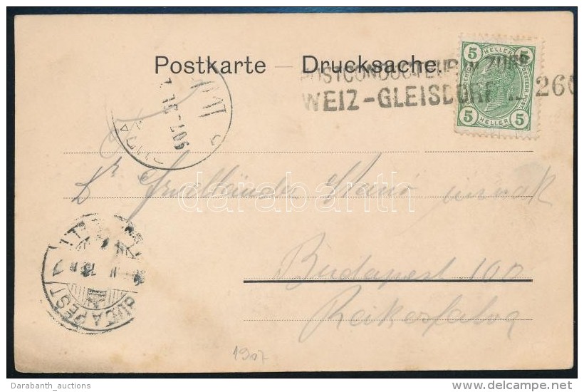 1907 K&eacute;peslap Vas&uacute;ti B&eacute;lyegz&eacute;ssel Budapestre / Postcard With Railway Cancellation To... - Otros & Sin Clasificación