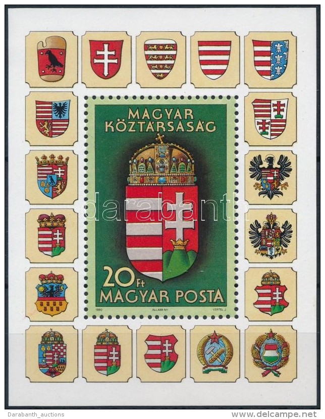 ** 1990 A Magyar K&ouml;zt&aacute;rsas&aacute;g C&iacute;mere (I.) Blokk 'A Magyar Posta Aj&aacute;nd&eacute;ka'... - Other & Unclassified