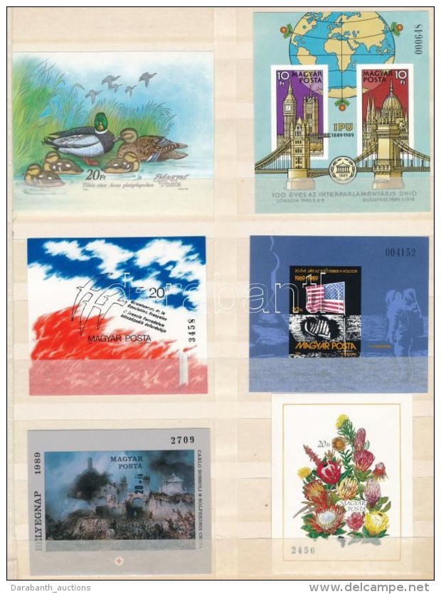 ** 1988-1990 6 Db V&aacute;gott Blokk Berak&oacute;lapon (35.000) / 6 Imperforate Blocks On Stockcard - Other & Unclassified