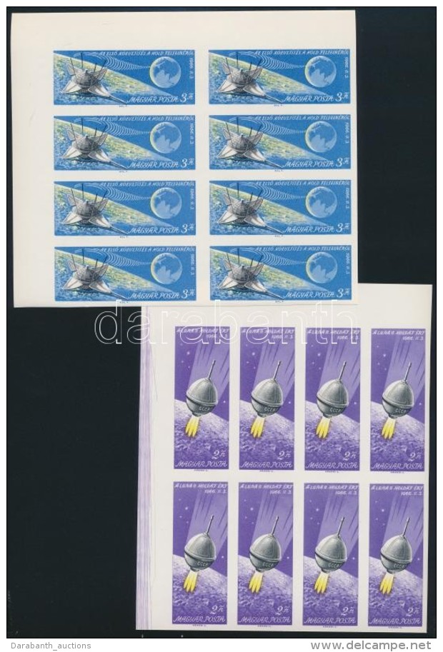 ** 1966 Luna 9. V&aacute;gott 8-as T&ouml;mb&ouml;k (20.000) / Mi 2218-2219 Imperforate Blocks Of 8 - Other & Unclassified