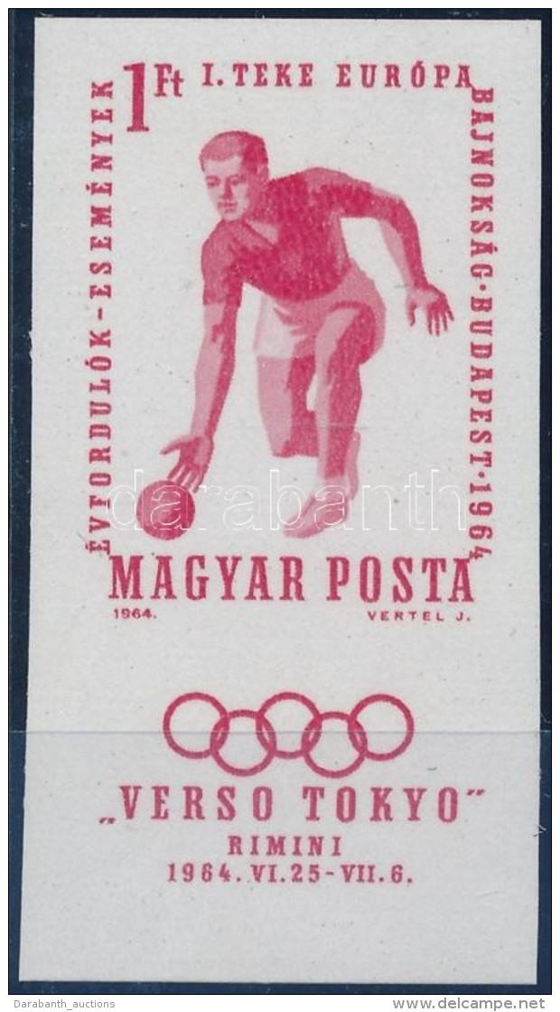 ** 1964 Verso Tokyo V&aacute;gott &iacute;vsz&eacute;li B&eacute;lyeg (35.000) / Imperforate Margin Stamp - Other & Unclassified