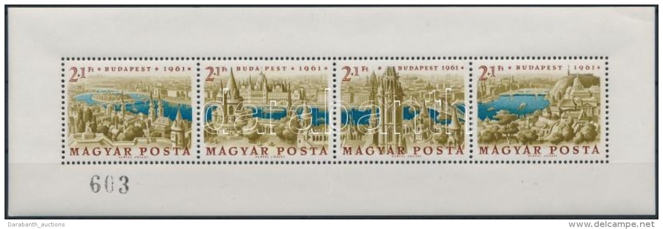 ** 1961 B&eacute;lyegnap 34. Budapest Panor&aacute;ma Blokk (90.000) / Mi 1789-1792 Block (r&aacute;ncok / Creases) - Other & Unclassified