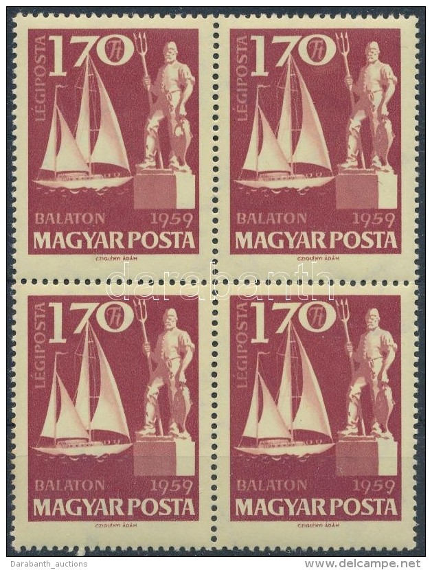 ** 1959 Balaton (I.) 1,70Ft 4-es T&ouml;mbben, Benne 'folt A Halon' T&eacute;vnyomat / Mi 1617 Block Of 4 With... - Other & Unclassified