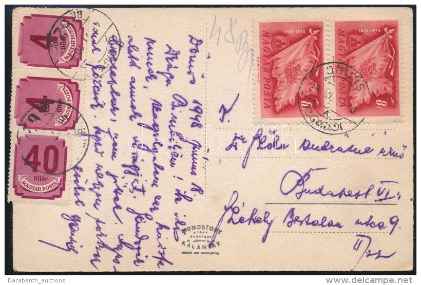 1948 K&eacute;peslap 48f Port&oacute;val / Postcard With 48f Postage Due 'D&Ouml;M&Ouml;S' - Otros & Sin Clasificación