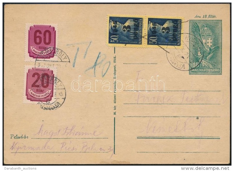 1947 LevelezÅ‘lap Infl&aacute;ci&oacute;s B&eacute;lyegekkel, 80f Port&oacute;val / Cover With Invalid Stamps And... - Otros & Sin Clasificación