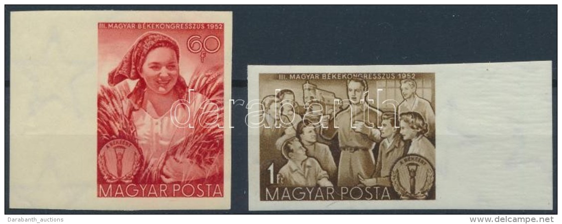 ** 1952 B&eacute;kekongresszus &iacute;vsz&eacute;li V&aacute;gott Sor (8.000)  / Mi 1279-1280 Imperforate Margin... - Otros & Sin Clasificación