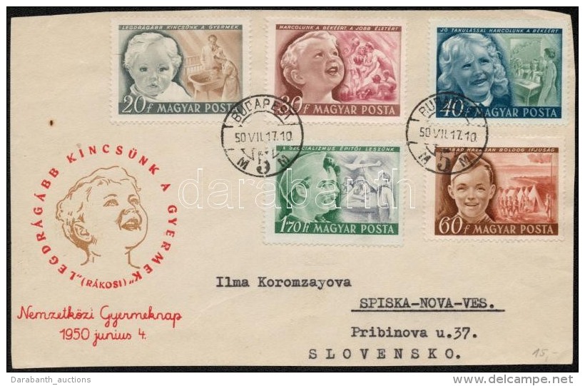 O 1950 Gyermek I. Teljes &iacute;vsor &eacute;s 1 Lev&eacute;l ElÅ‘lap / Mi 1101-1105 Complete Sheets And A Cover... - Otros & Sin Clasificación