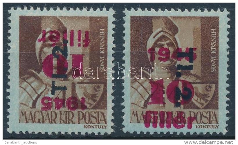 ** 1946 BetÅ±s Tl.2. Mindk&eacute;t Fel&uuml;lnyom&aacute;s Ford&iacute;tott / Mi 866, Both Overprints Inverted. - Autres & Non Classés