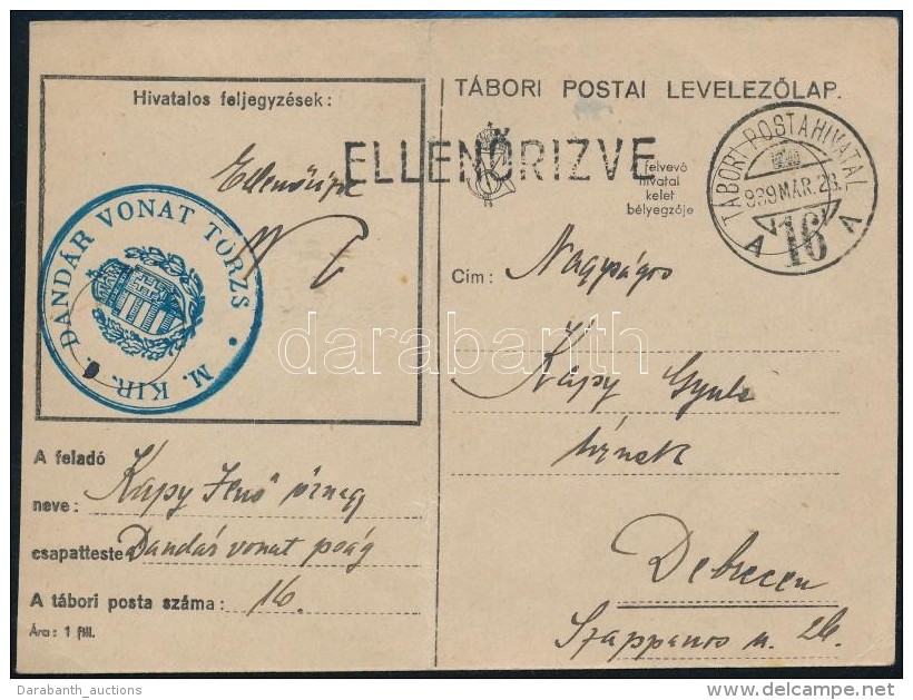 1939 T&aacute;bori Lap/ Field Postcard ,, DAND&Aacute;R VONAT T&Ouml;RZS' - Autres & Non Classés