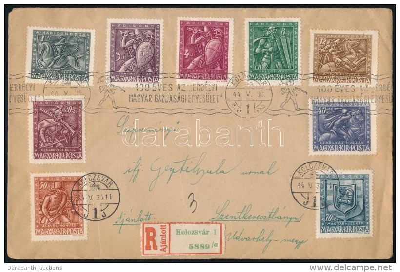 1944 Aj&aacute;nlott Lev&eacute;l Hadigondoz&aacute;s Teljes Sorral / Mi 722-730 On Registered Cover... - Otros & Sin Clasificación