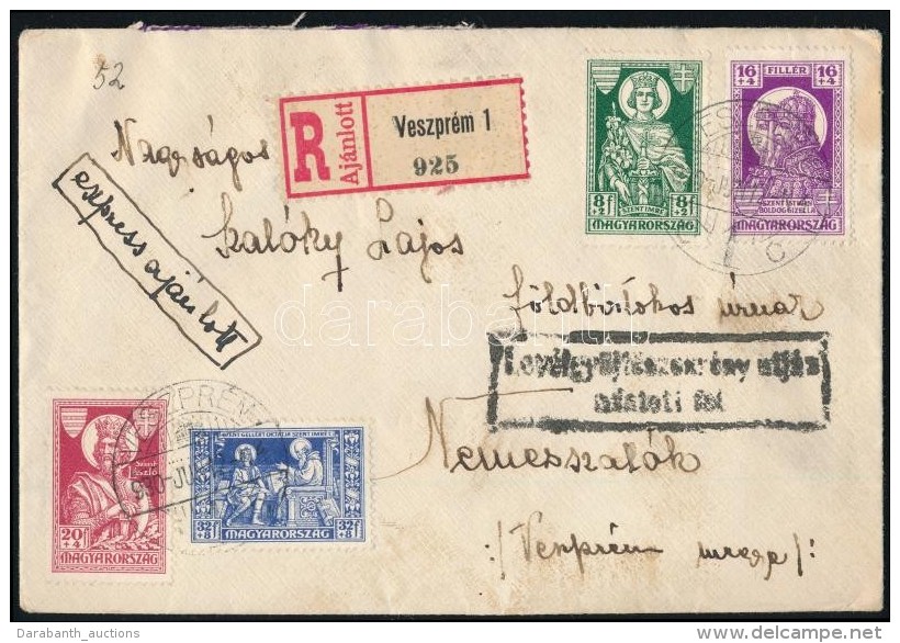 1930 Szent Imre Sor Expressz Aj&aacute;nlott Lev&eacute;len / Mi 463-466 On Registered Express Cover - Autres & Non Classés