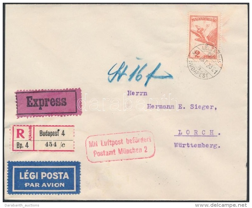 1930 Expressz Aj&aacute;nlott L&eacute;gi Lev&eacute;l N&eacute;metorsz&aacute;gba / Registered Express Airmail... - Autres & Non Classés