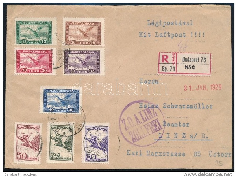 1929 Aj&aacute;nlott L&eacute;gi Lev&eacute;l Rep&uuml;lÅ‘ &eacute;rt&eacute;kekkel Ausztri&aacute;ba / Registered... - Otros & Sin Clasificación