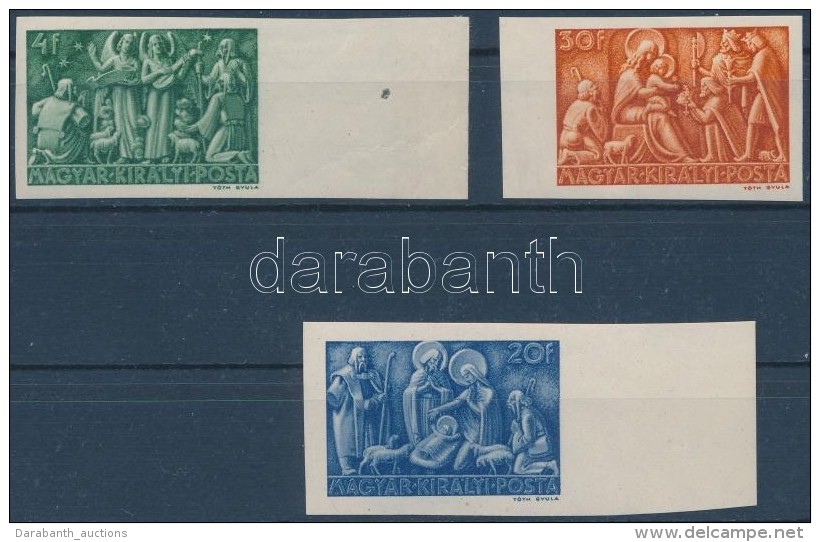 ** 1943 Kar&aacute;csony V&aacute;gott &iacute;vsz&eacute;li Sor (35.000) / Mi 742-744 Imperforate Margin Set - Otros & Sin Clasificación