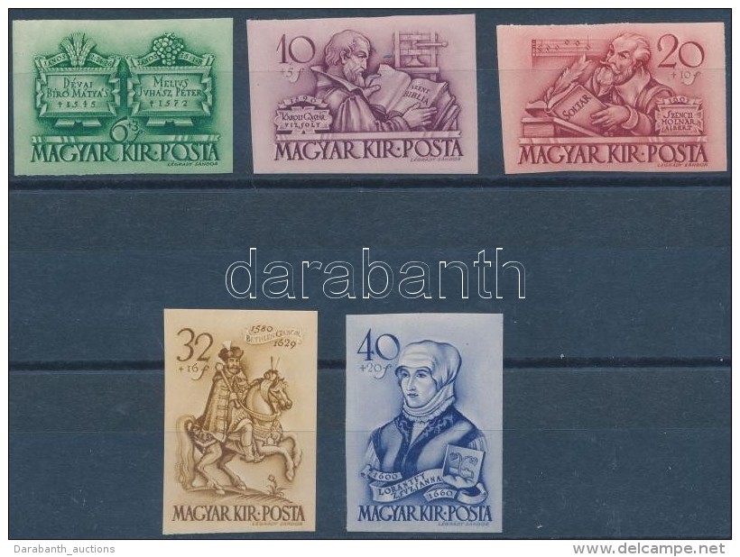 ** 1939 Protest&aacute;ns V&aacute;gott Sor (80.000) / Mi 616-620 Imperforate Margin Set - Other & Unclassified