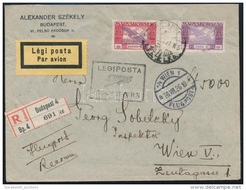 1926 Aj&aacute;nlott L&eacute;gi Lev&eacute;l 15.000K B&eacute;rmentes&iacute;t&eacute;ssel / Registered Airmail... - Autres & Non Classés