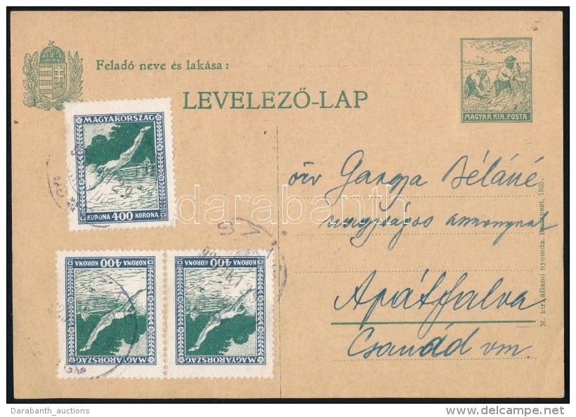 1925 0-d&iacute;jjegyes LevelezÅ‘lap Sport 3 X 400K B&eacute;rmentes&iacute;t&eacute;ssel  / 3 X Mi 406 On PS-card... - Autres & Non Classés