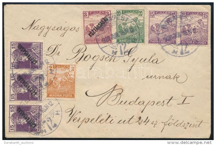 1920 Helyi Lev&eacute;l 8 B&eacute;lyeges B&eacute;rmentes&iacute;t&eacute;ssel / Local Cover With 8 Stamps... - Autres & Non Classés