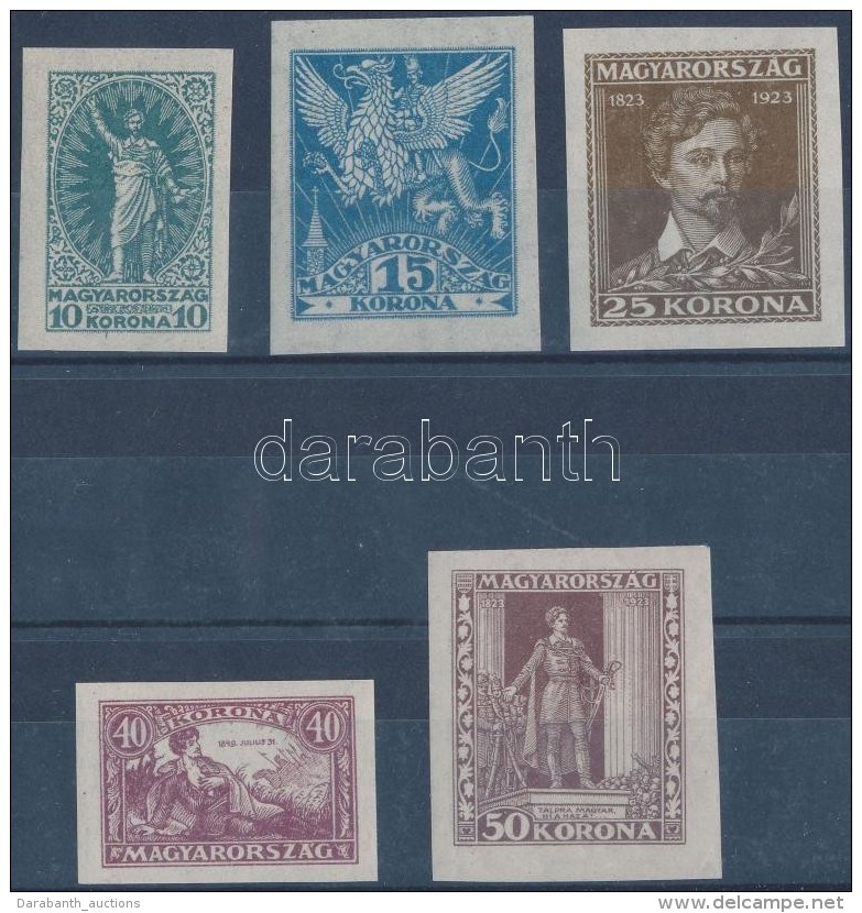 ** 1923 PetÅ‘fi S&aacute;ndor (I.) V&aacute;gott Sor (20.000) / Mi 369-373 Imperforate Set - Autres & Non Classés