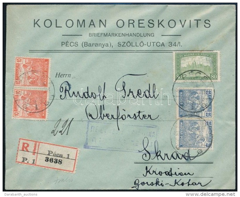 Baranya 1920 Aj&aacute;nlott Lev&eacute;l Magyar B&eacute;lyegekkel Horv&aacute;torsz&aacute;gba/ Registered Cover... - Otros & Sin Clasificación