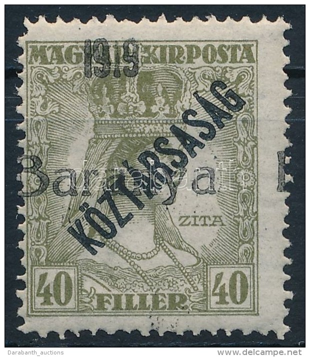 ** Baranya I. 1919 Zita/K&ouml;zt&aacute;rsas&aacute;g 40f (35.000) / Mi 44 Signed: Bodor - Autres & Non Classés