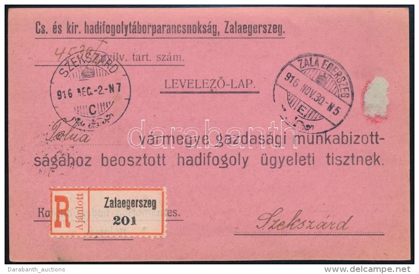 1916 Aj&aacute;nlott LevelezÅ‘lap Lengyel Hadifogoly &uuml;gy&eacute;ben / Registered Cover 'Cs. &eacute;s Kir.... - Otros & Sin Clasificación