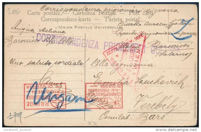 1918 Olasz Hadifogoly K&uuml;ldem&eacute;ny Sz&aacute;mos Cenz&uacute;ra B&eacute;lyegz&eacute;ssel / Censored... - Autres & Non Classés