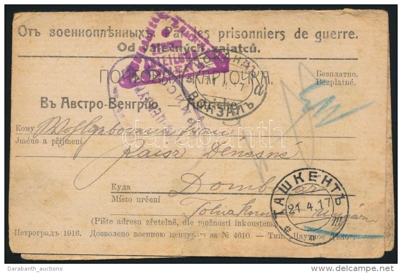 1917 Ritka Kiad&aacute;s&uacute; Orosz Hadifogoly LevelezÅ‘lap Domb&oacute;v&aacute;rra / Russian POW Postcard To... - Autres & Non Classés