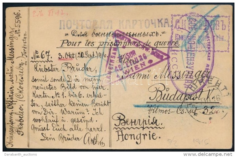 1916 Oroszorsz&aacute;gi Magyar Hadifogoly K&eacute;peslapja Budapestre / P.O.W. Postcard From Russia To Budapest - Autres & Non Classés