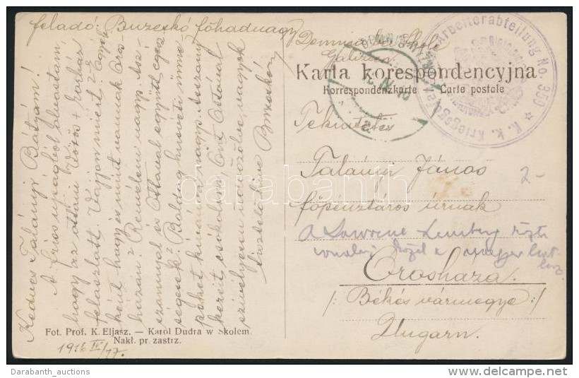 1916 T&aacute;bori Posta K&eacute;peslap / Field Postcard 'K.k. Kriegsgefangenen Arbeiterabteilung No. 359' - Otros & Sin Clasificación