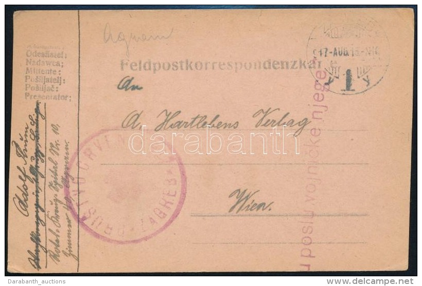 1917 T&aacute;bori Posta LevelezÅ‘lap Hadik&oacute;rh&aacute;z B&eacute;lyegz&eacute;ssel / Field Postcard 'DRUSTVO... - Other & Unclassified