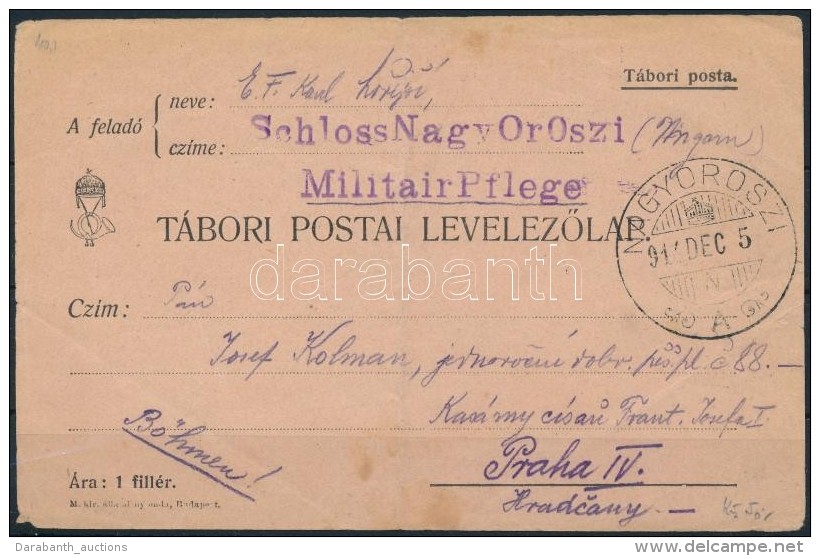 1914 T&aacute;bori Posta LevelezÅ‘lap Hadik&oacute;rh&aacute;z B&eacute;lyegz&eacute;ssel / Field Postcard 'Schloss... - Autres & Non Classés