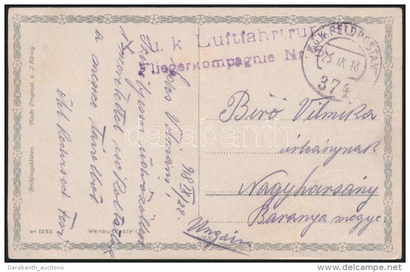1918 T&aacute;bori Posta K&eacute;peslap / Field Postcard 'K.u.k. Luftfahrtruppen Fliegerkompagnie Nr. 5' + +FP... - Other & Unclassified