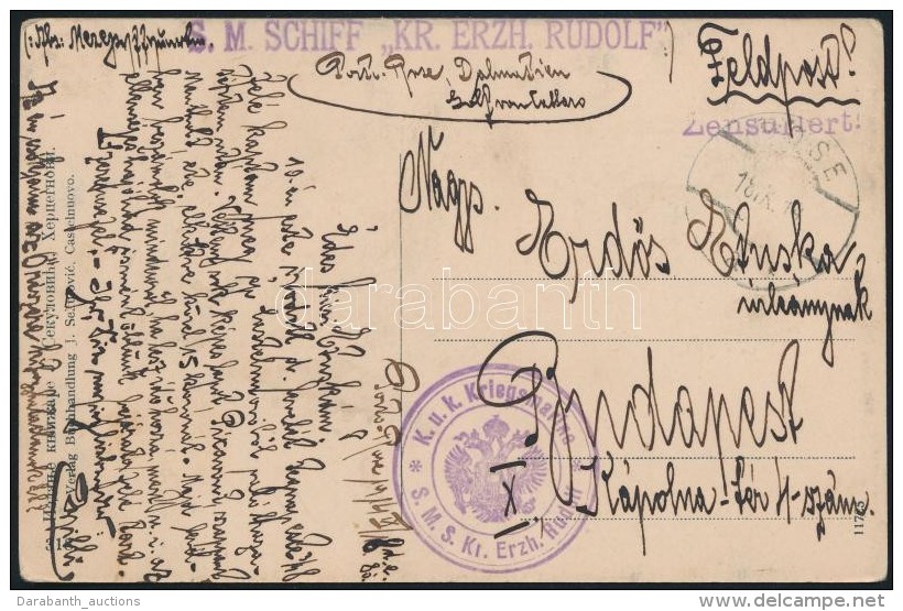 1918 T&aacute;bori Posta K&eacute;peslap / Field Postcard 'S.M. SCHIFF KR. ERZH. RUDOLF' - Autres & Non Classés