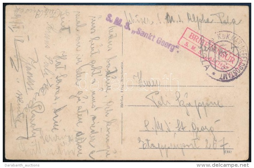 1918 K&eacute;peslap Haditenger&eacute;szeti Post&aacute;val / Field Postcard 'S.M.S.  Sankt Georg' + 'S.M.S.... - Otros & Sin Clasificación